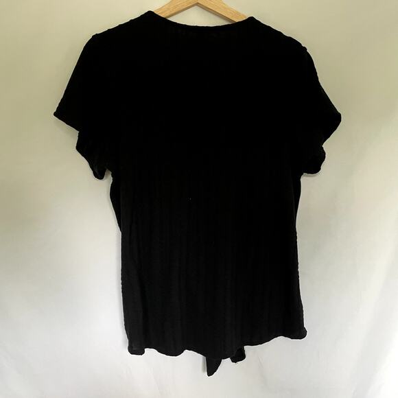 Weatherproof black button down short sleeved shirt v-neck front knot women's L - Picture 7 of 7
